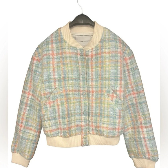 English  Factory (Anthropologie) tweed cotton bomber excellent condition size XS - Picture 4 of 7